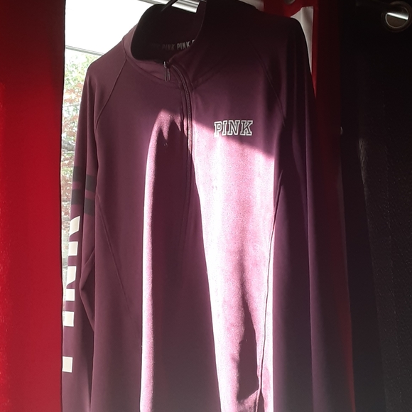 PINK Victoria's Secret Tops - VS PINK Burgundy Maroon Quarter Zip up